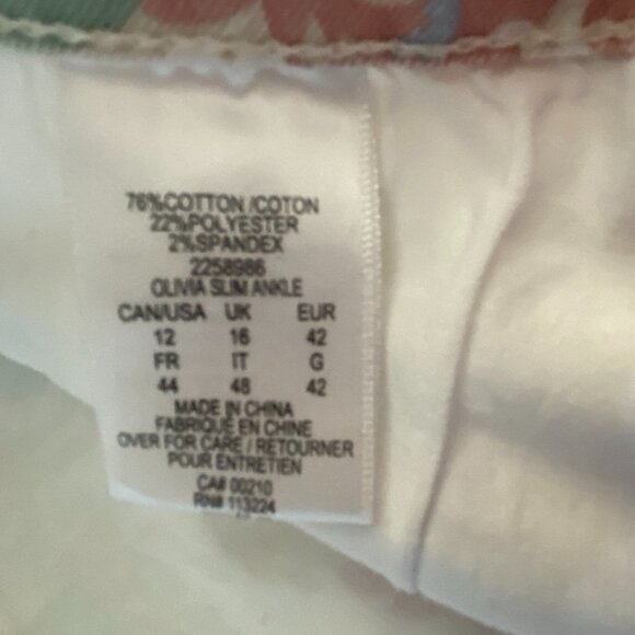 FDJ Stretchy Floral Print Denim Straight Leg Jeans Size 12 - Picture 4 of 6